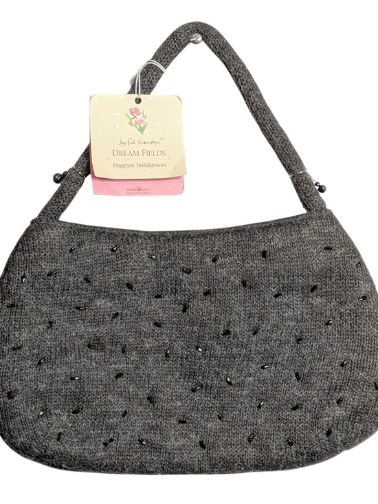 Bath & Body Works Handbags - Bath Body Works Gray Knit Y2k Beaded Small Shoulder Bag Cozy Dark Academia Fairy